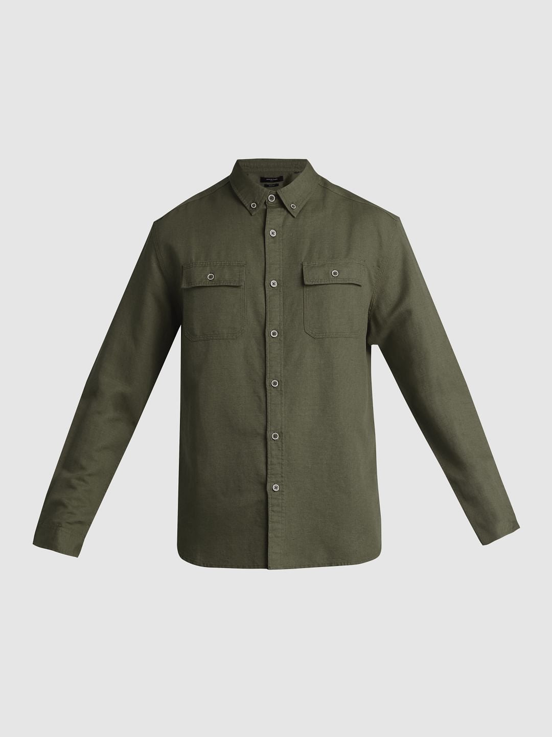 Green Slim Fit Full Sleeves Shirt