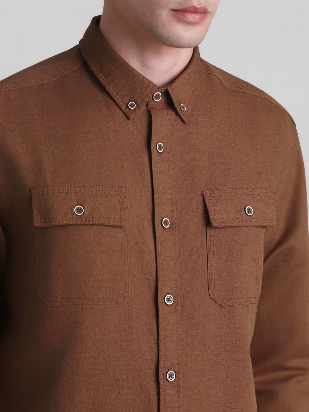 Brown Slim Fit Full Sleeves Shirt