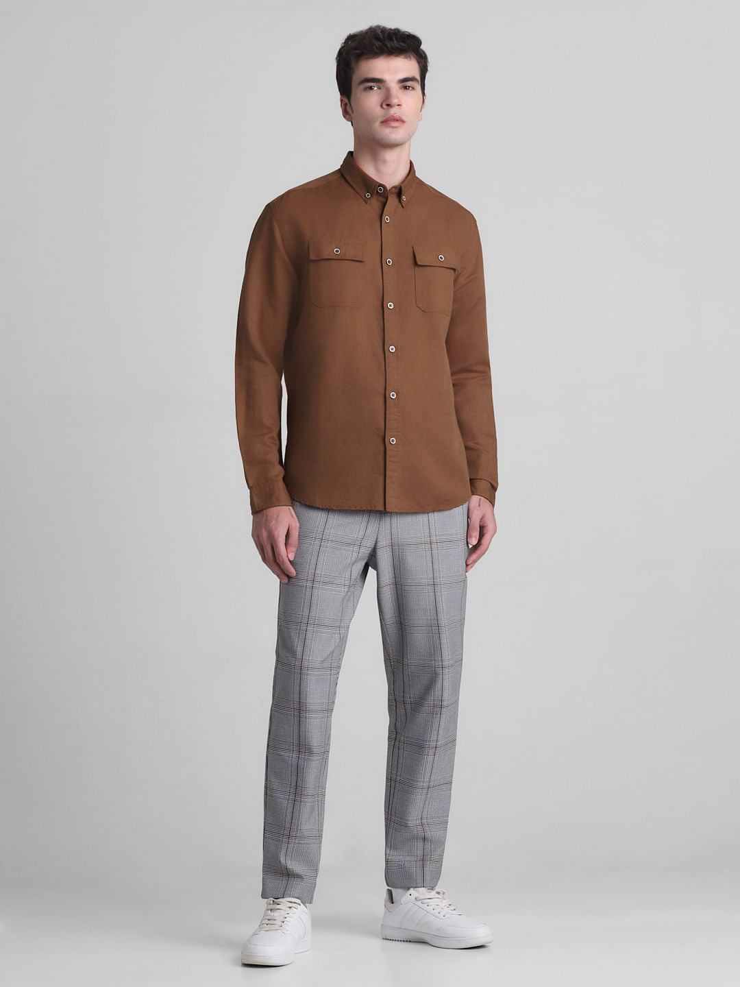 Brown Slim Fit Full Sleeves Shirt