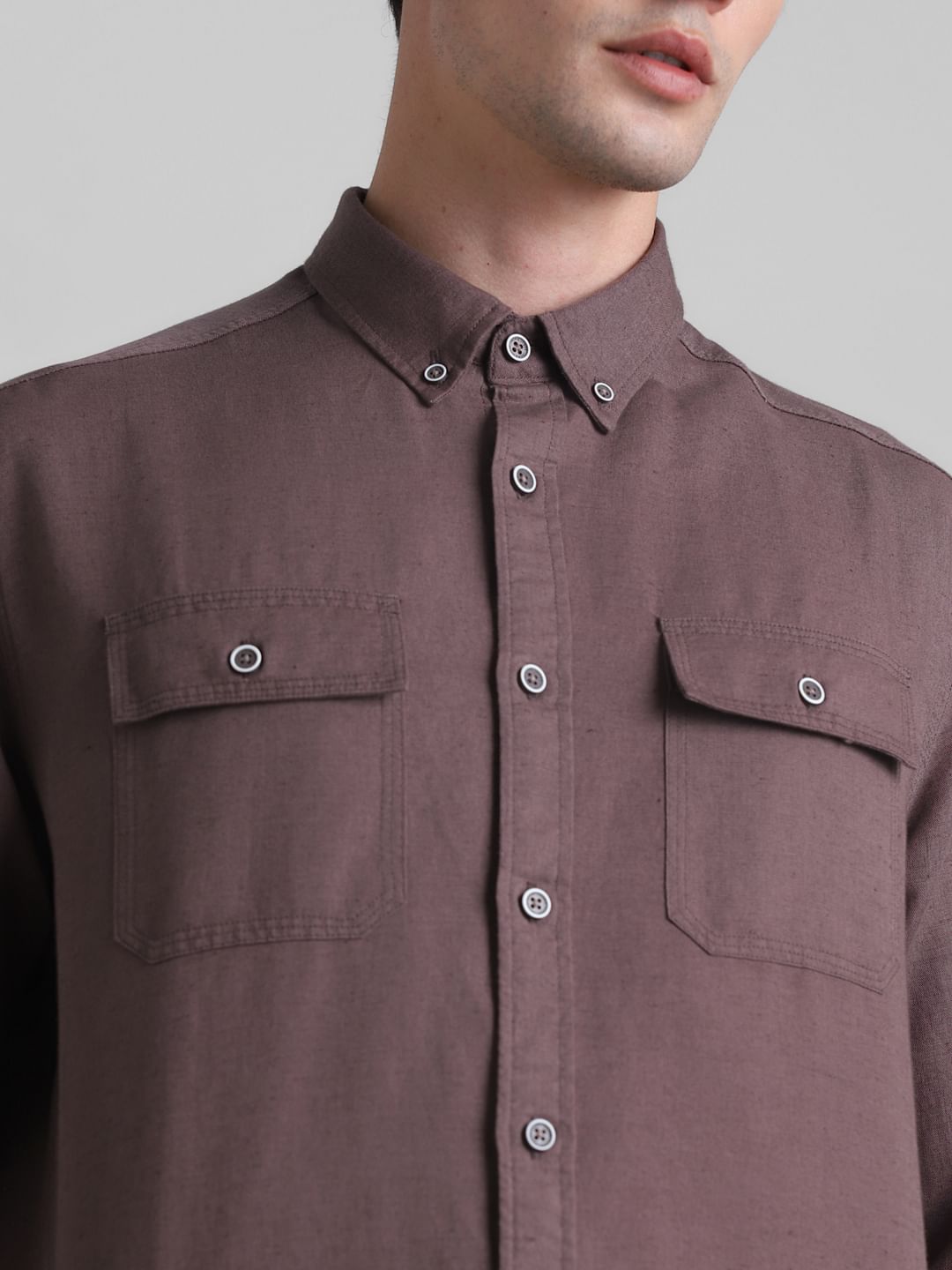 Light Brown Slim Fit Full Sleeves Shirt