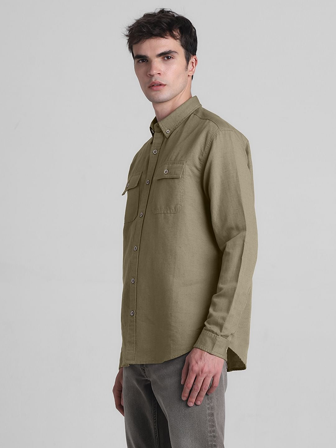 Brown Linen Full Sleeves Shirt