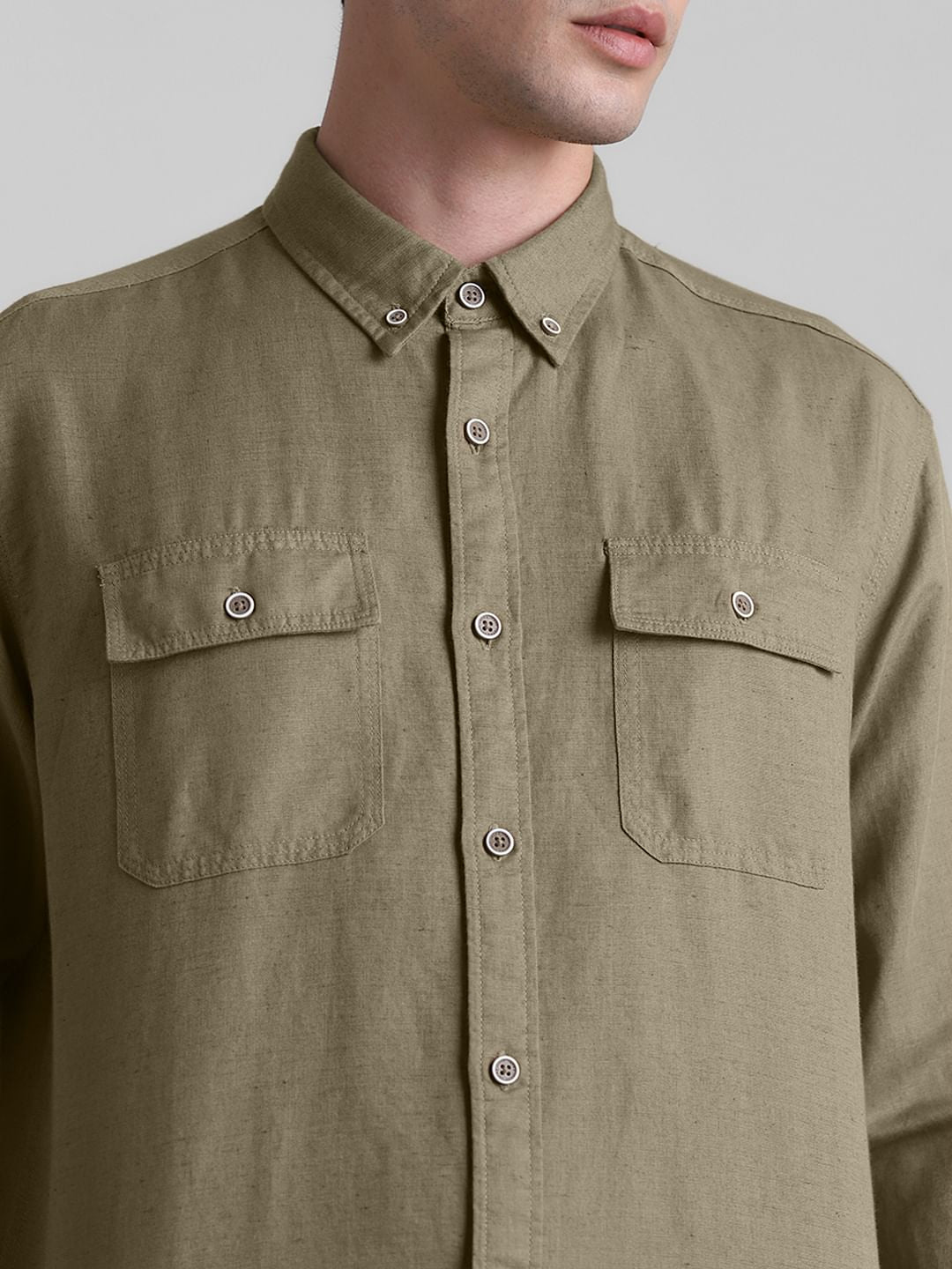 Brown Linen Full Sleeves Shirt