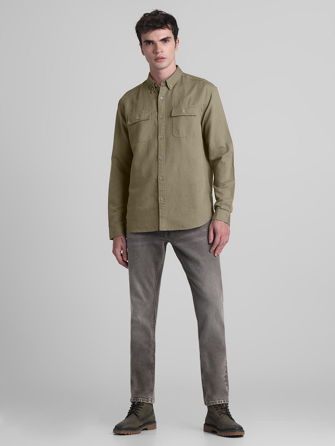Brown Linen Full Sleeves Shirt