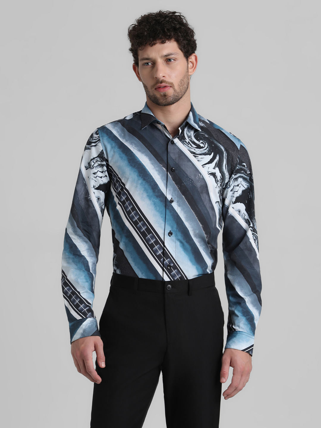 Black Printed Full Sleeves Shirt