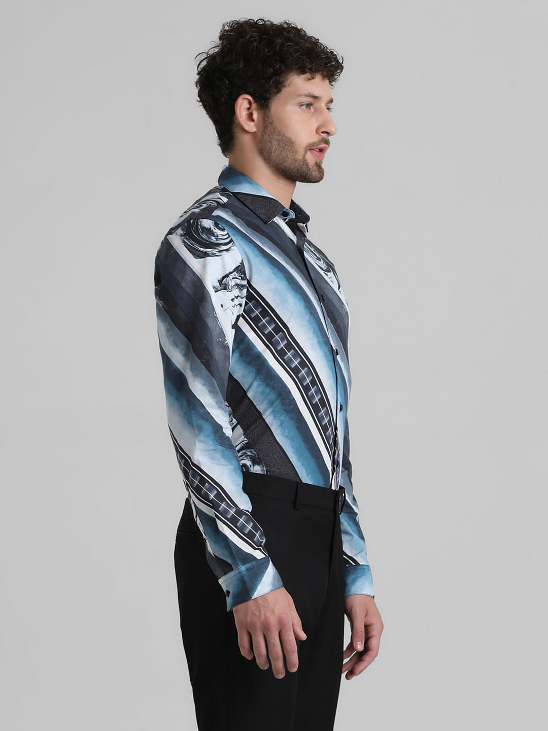 Black Printed Full Sleeves Shirt