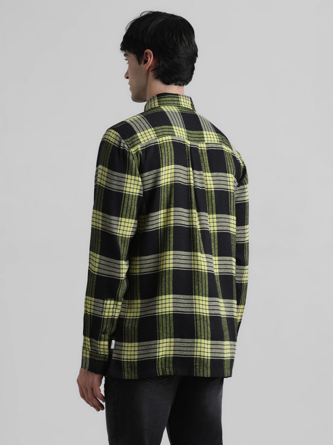 Yellow Check Print Full Sleeves Shirt