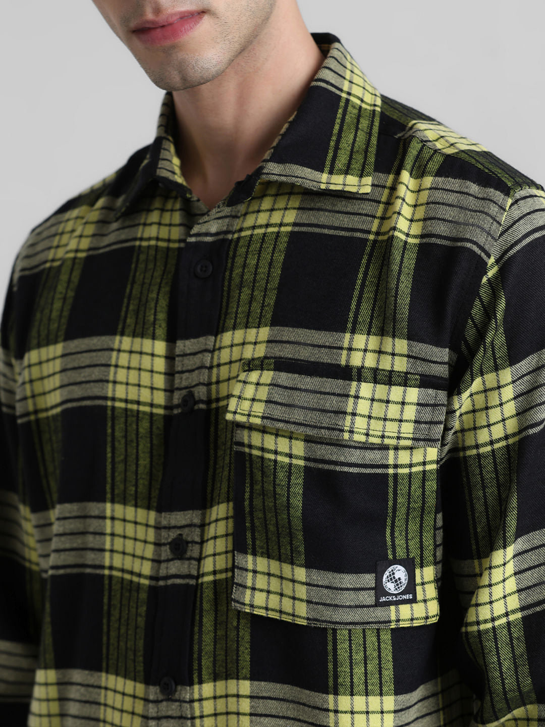 Yellow Check Print Full Sleeves Shirt