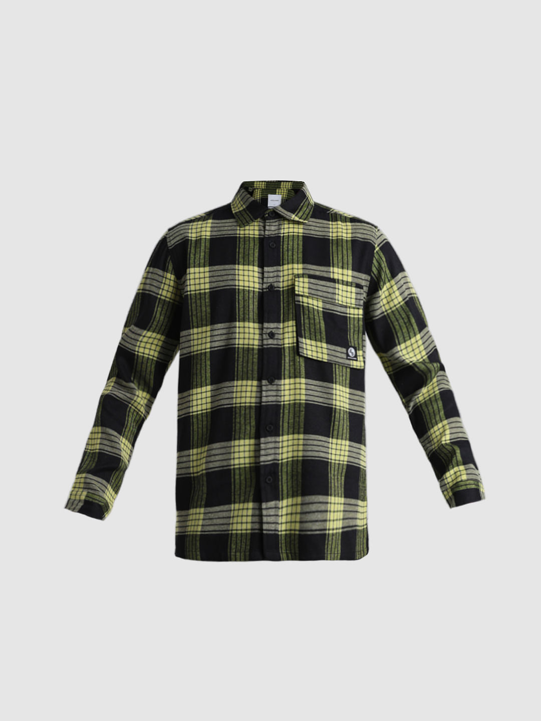 Yellow Check Print Full Sleeves Shirt