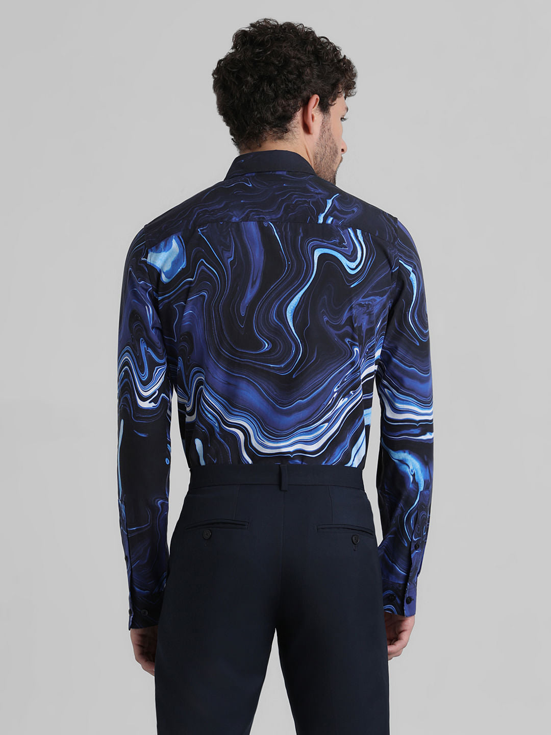 Blue Printed Full Sleeves Shirt