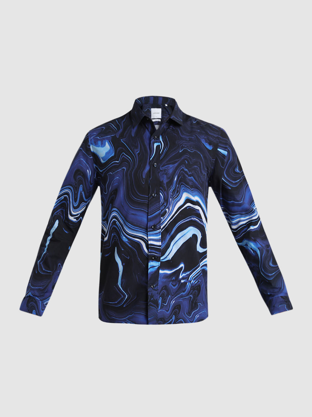 Blue Printed Full Sleeves Shirt
