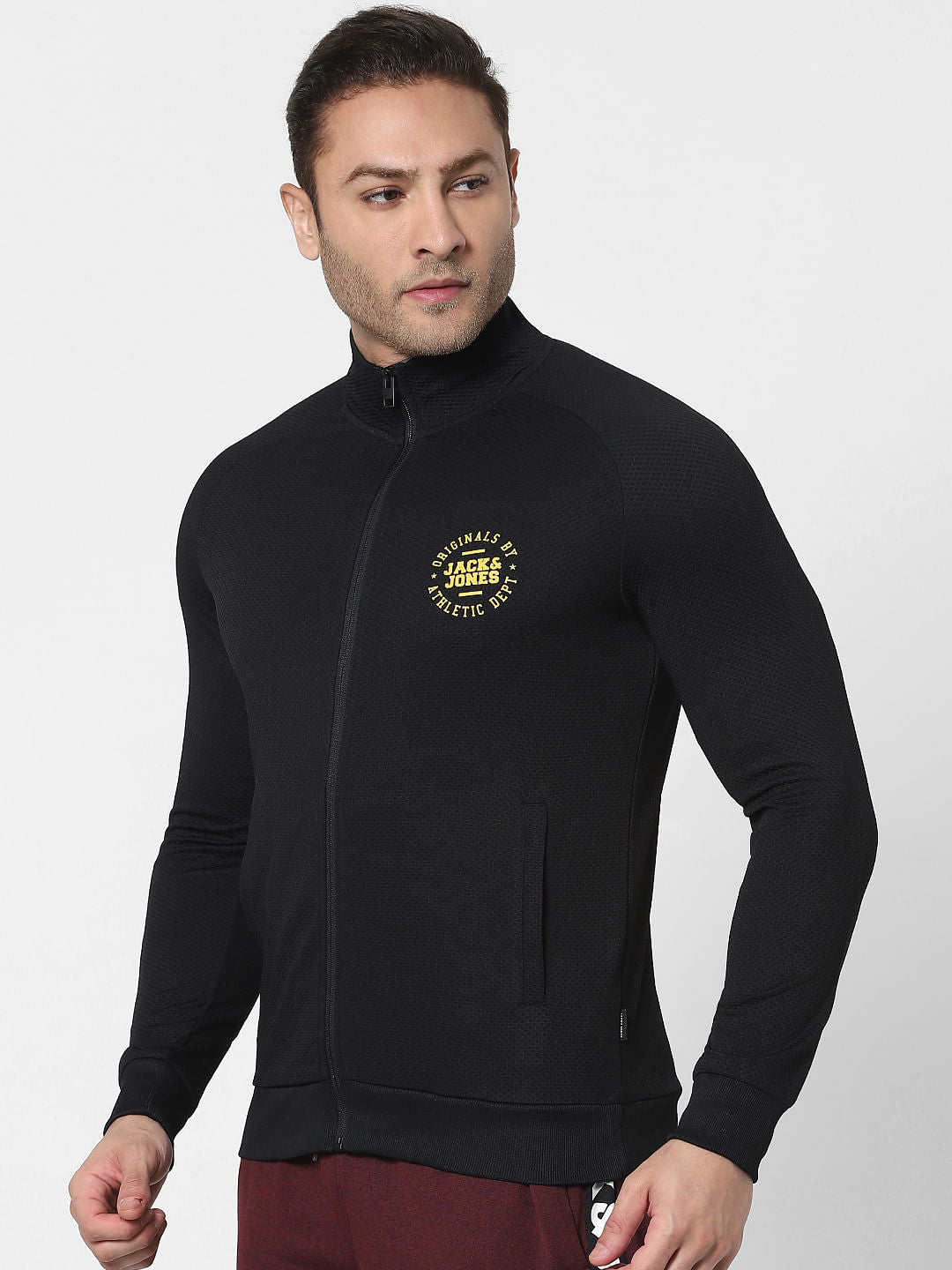 Black High Neck Zip Up Jacket