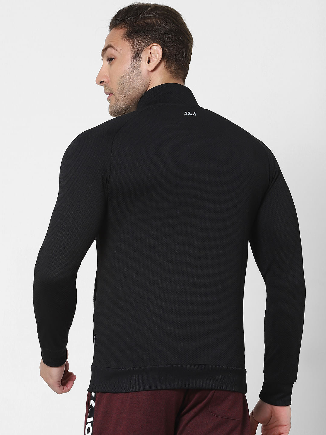 Black High Neck Zip Up Jacket