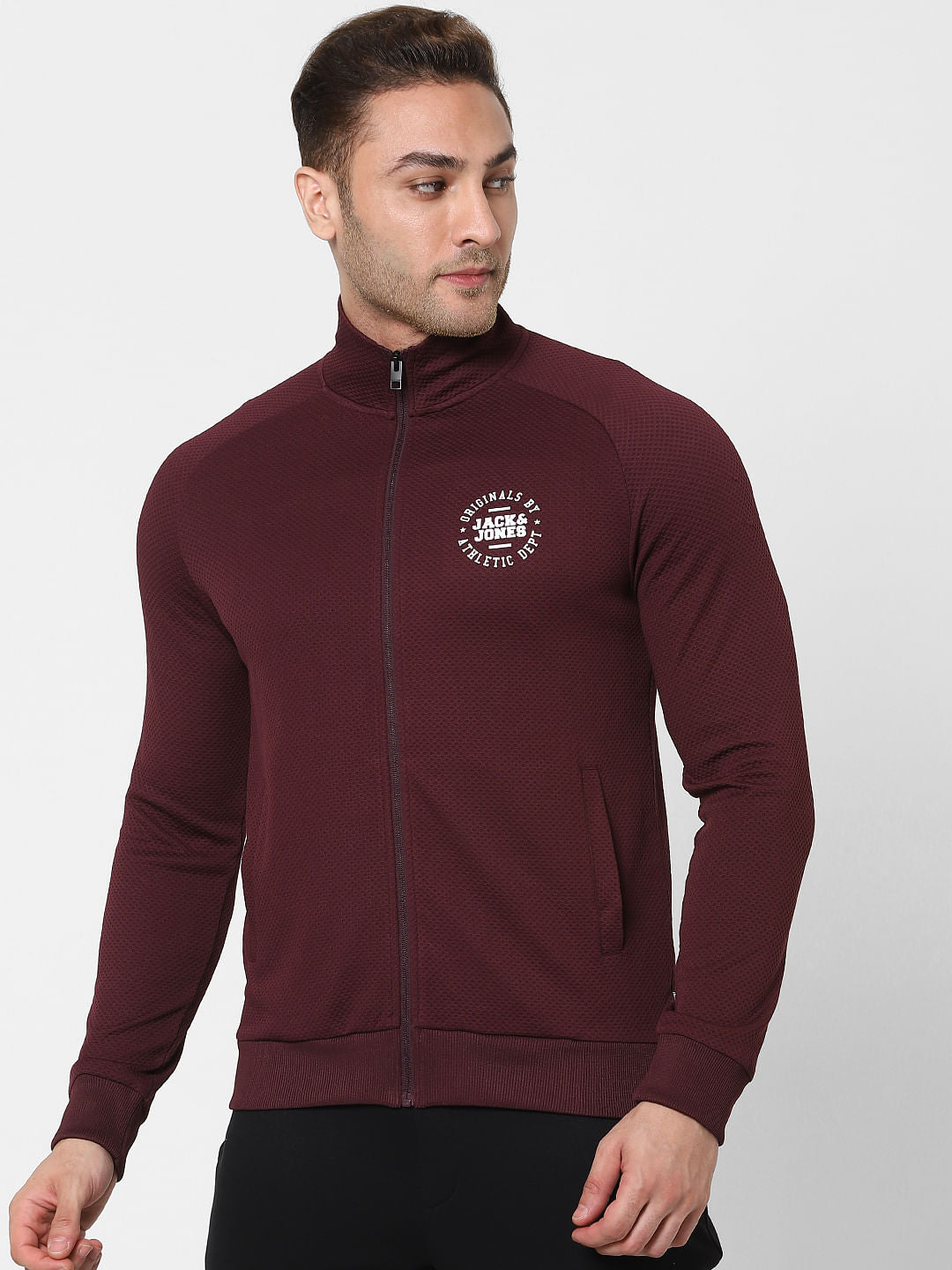 Maroon Turtleneck Zip Up Sweatshirt