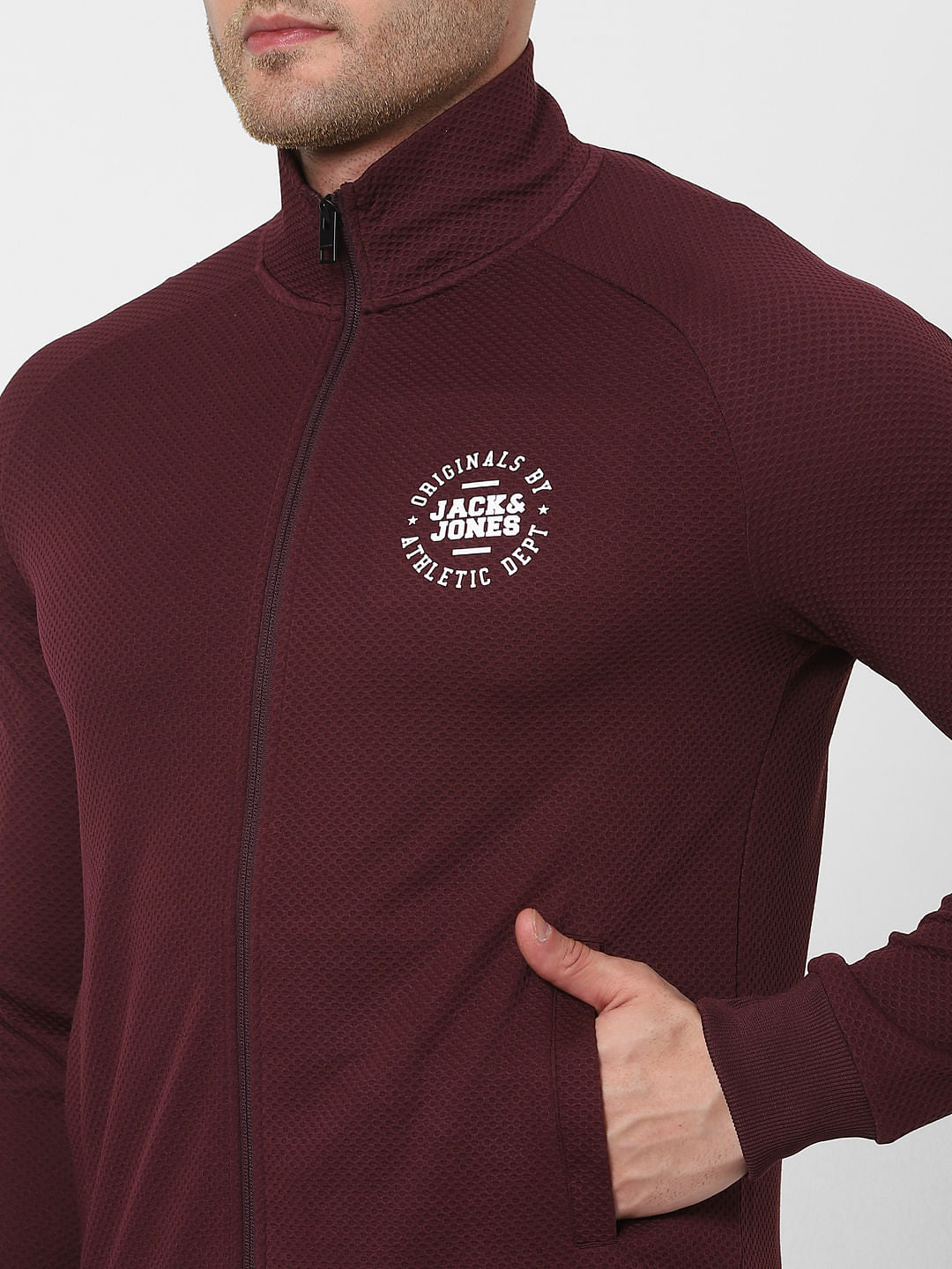 Maroon Turtleneck Zip Up Sweatshirt