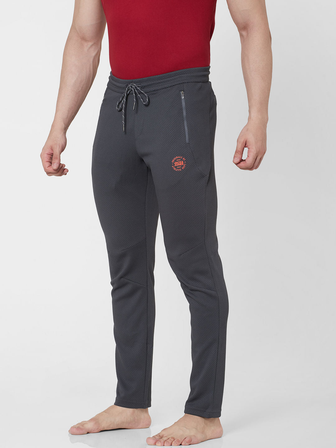 Grey Mid Rise Trackpants