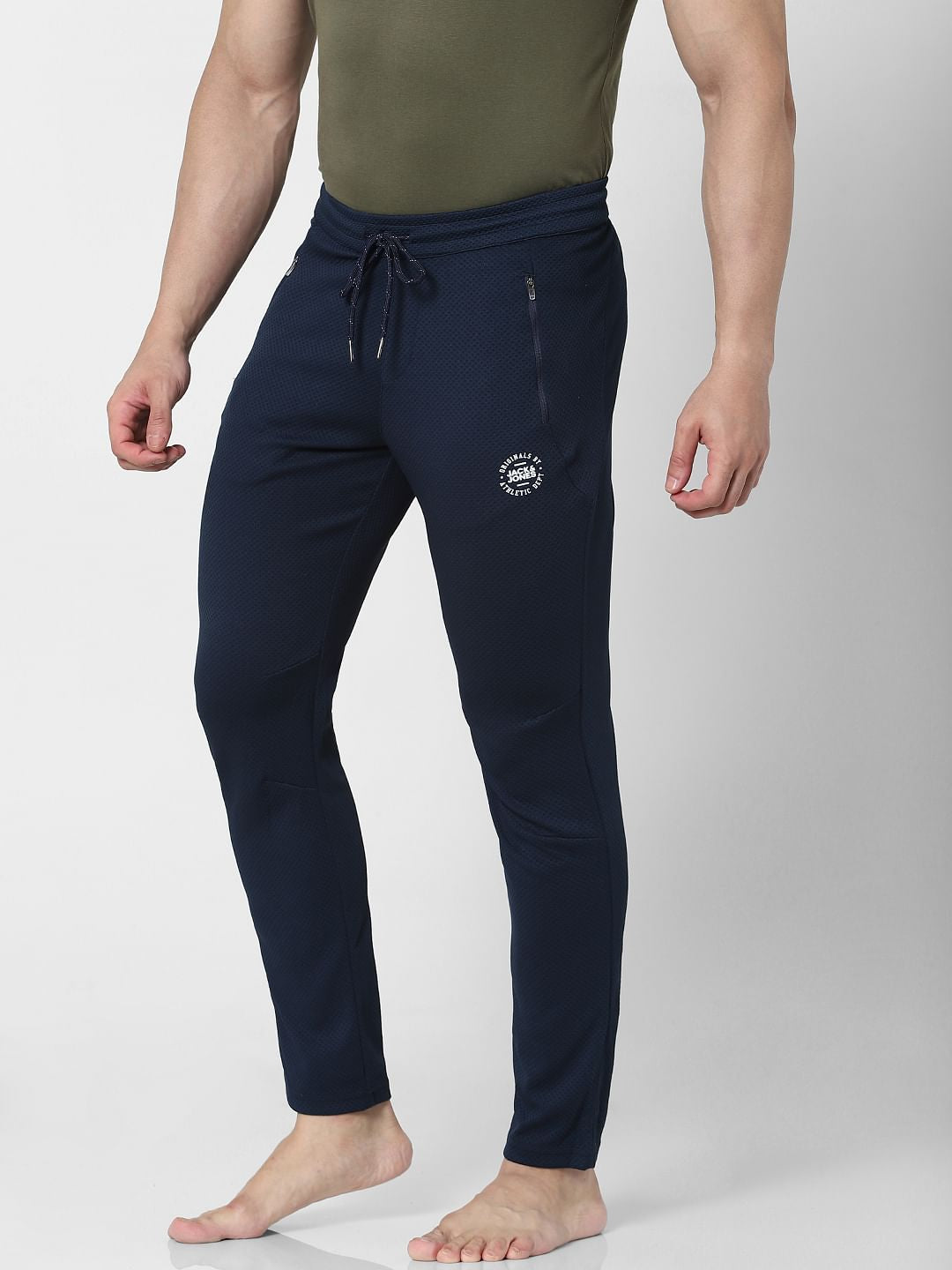 Navy Blue Mid Rise Trackpants