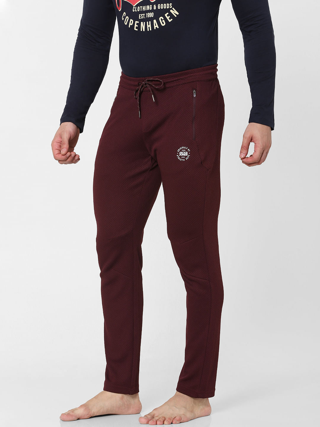 Maroon Mid Rise Trackpants