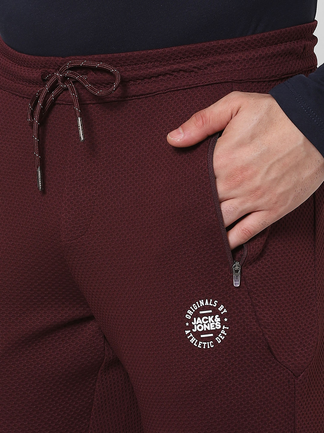 Maroon Mid Rise Trackpants