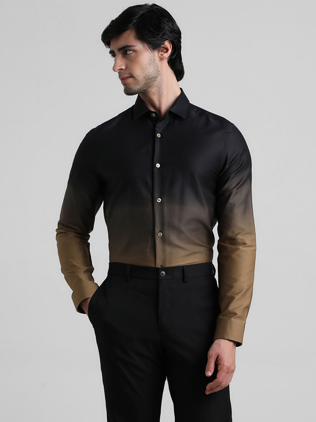 Black Ombre Full Sleeves Shirt