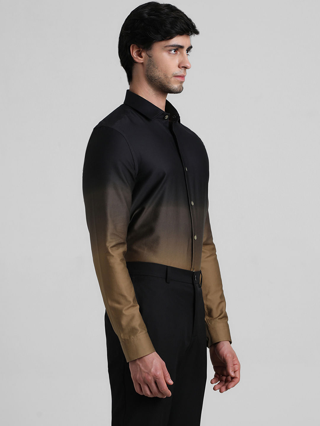Black Ombre Full Sleeves Shirt