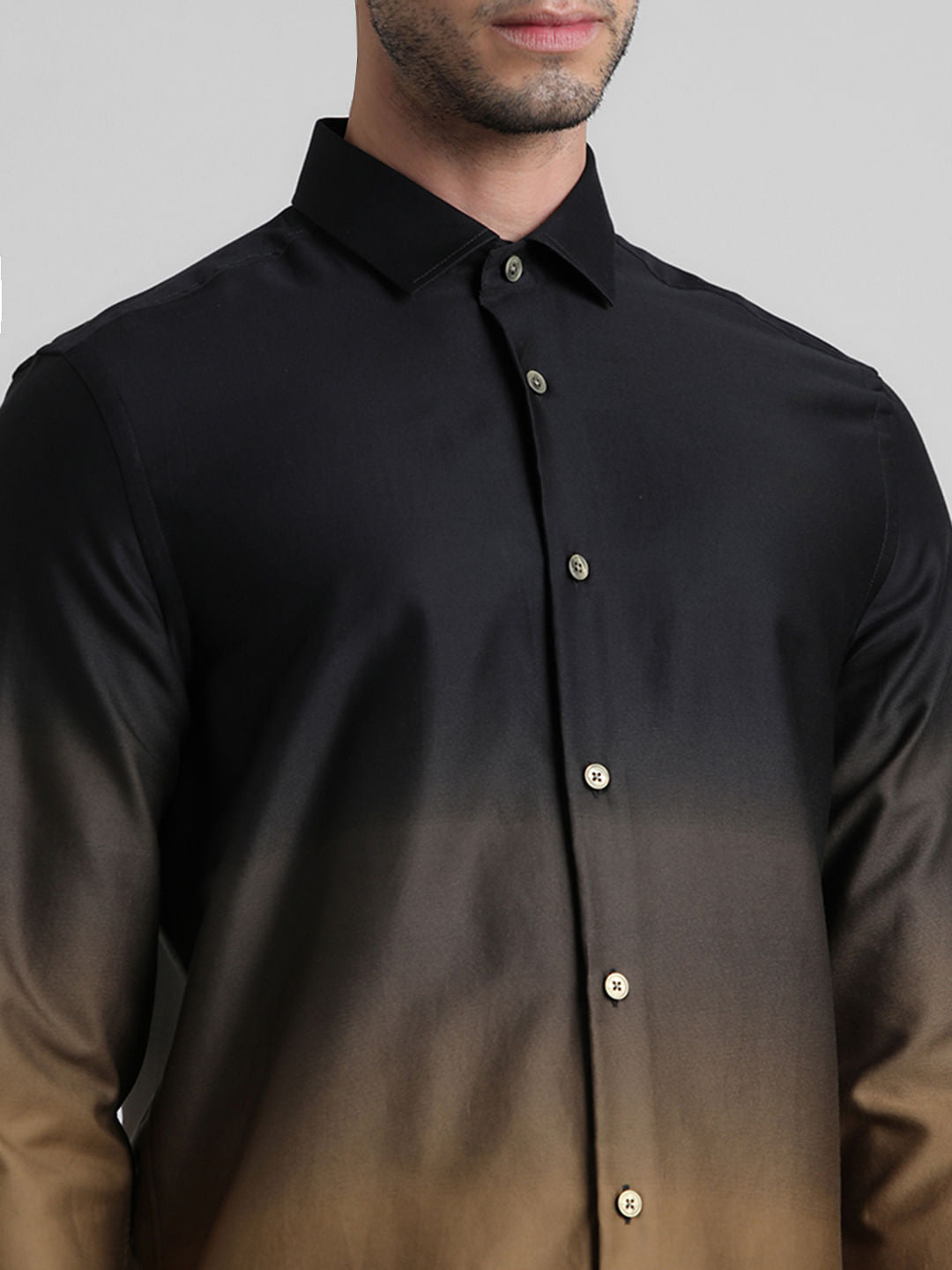 Black Ombre Full Sleeves Shirt
