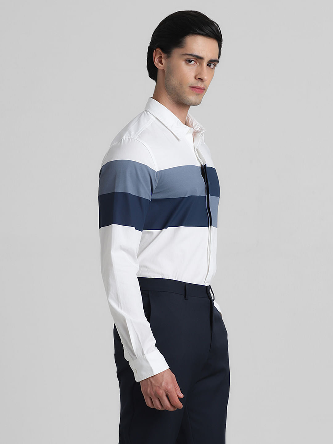 White Placement Print Full Sleeves Shirt