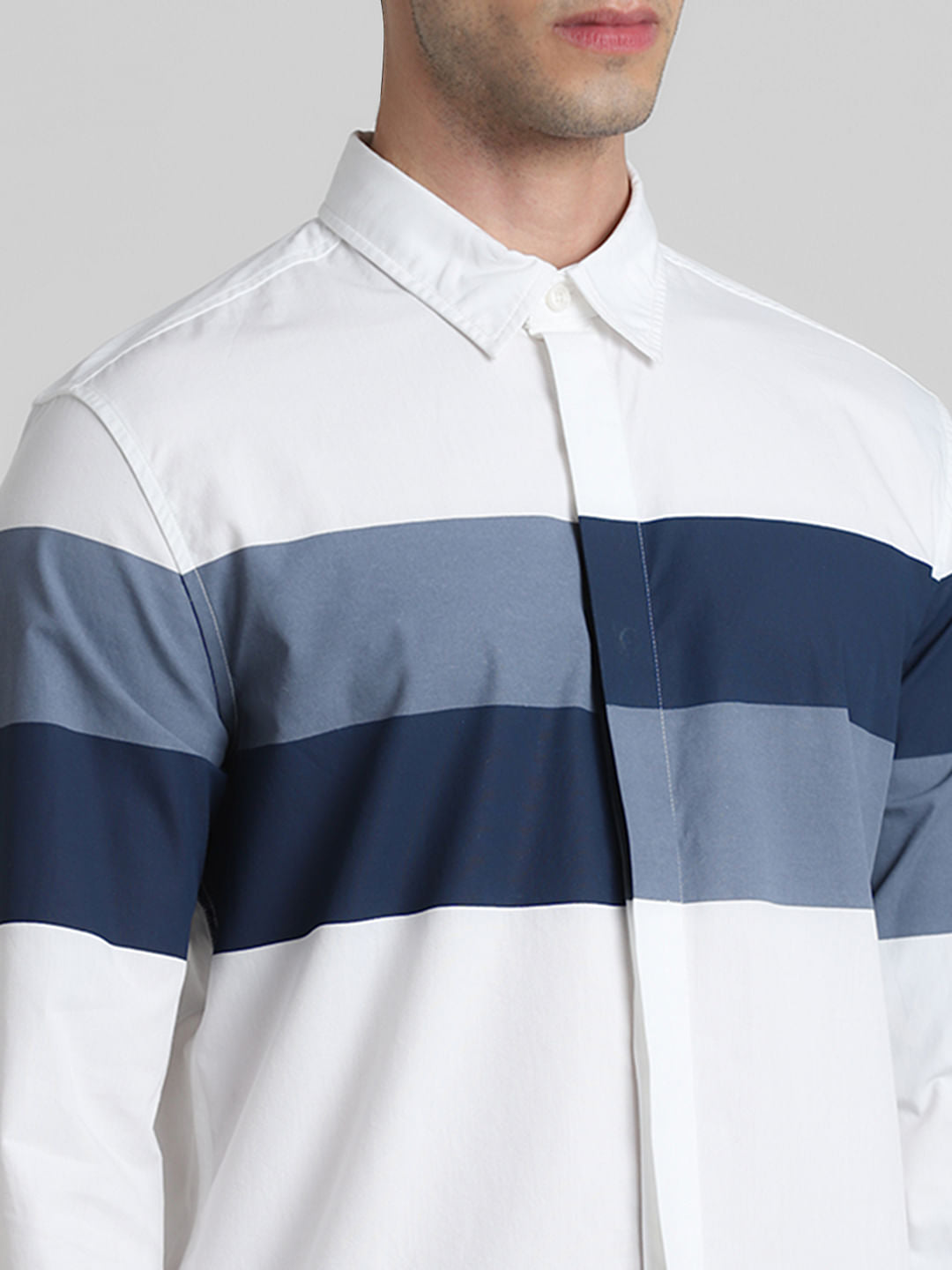 White Placement Print Full Sleeves Shirt