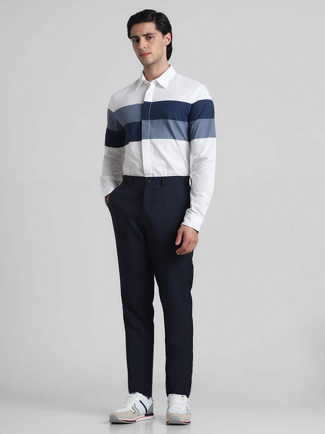 White Placement Print Full Sleeves Shirt