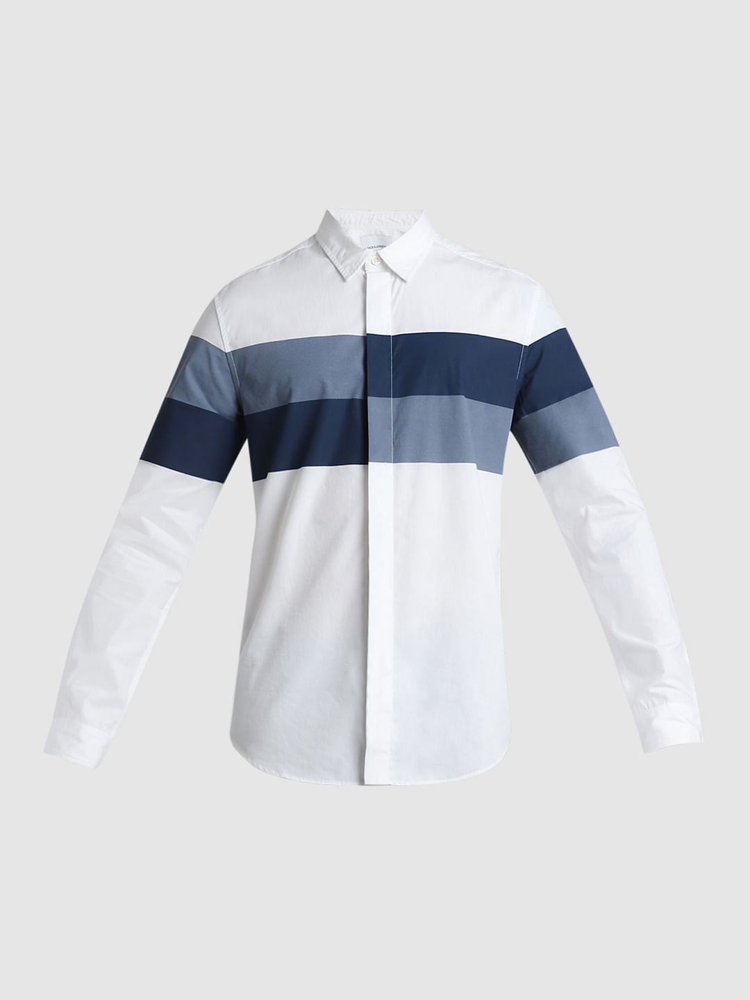 White Placement Print Full Sleeves Shirt