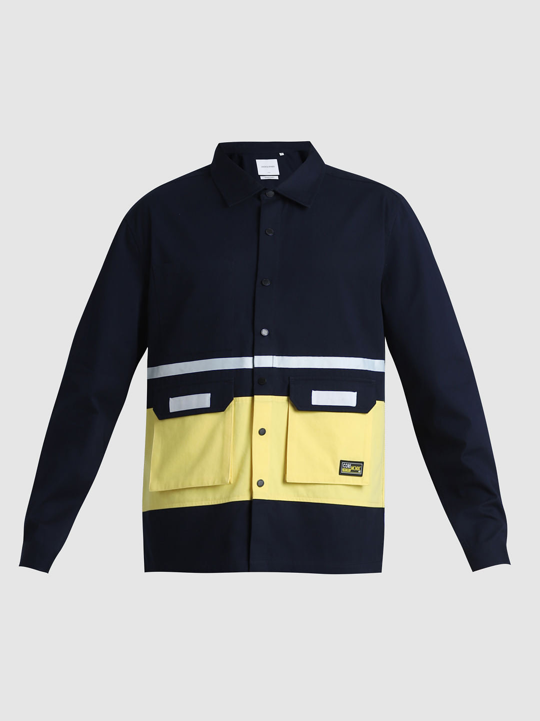 Blue & Yellow Colourblocked Oversized Shirt