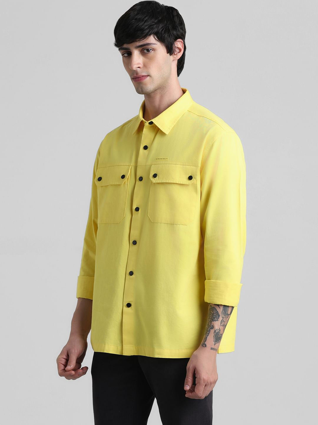 Yellow Patch Pocket Oversized Shirt