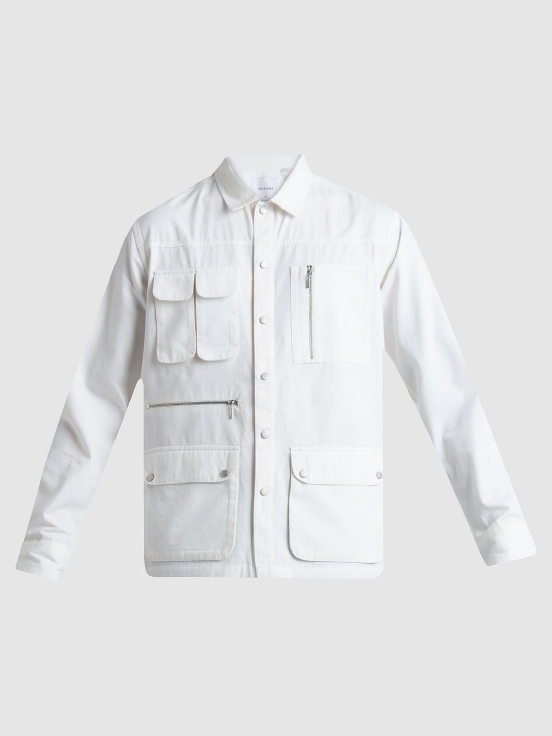 White Oversized Patch Pocket Shirt