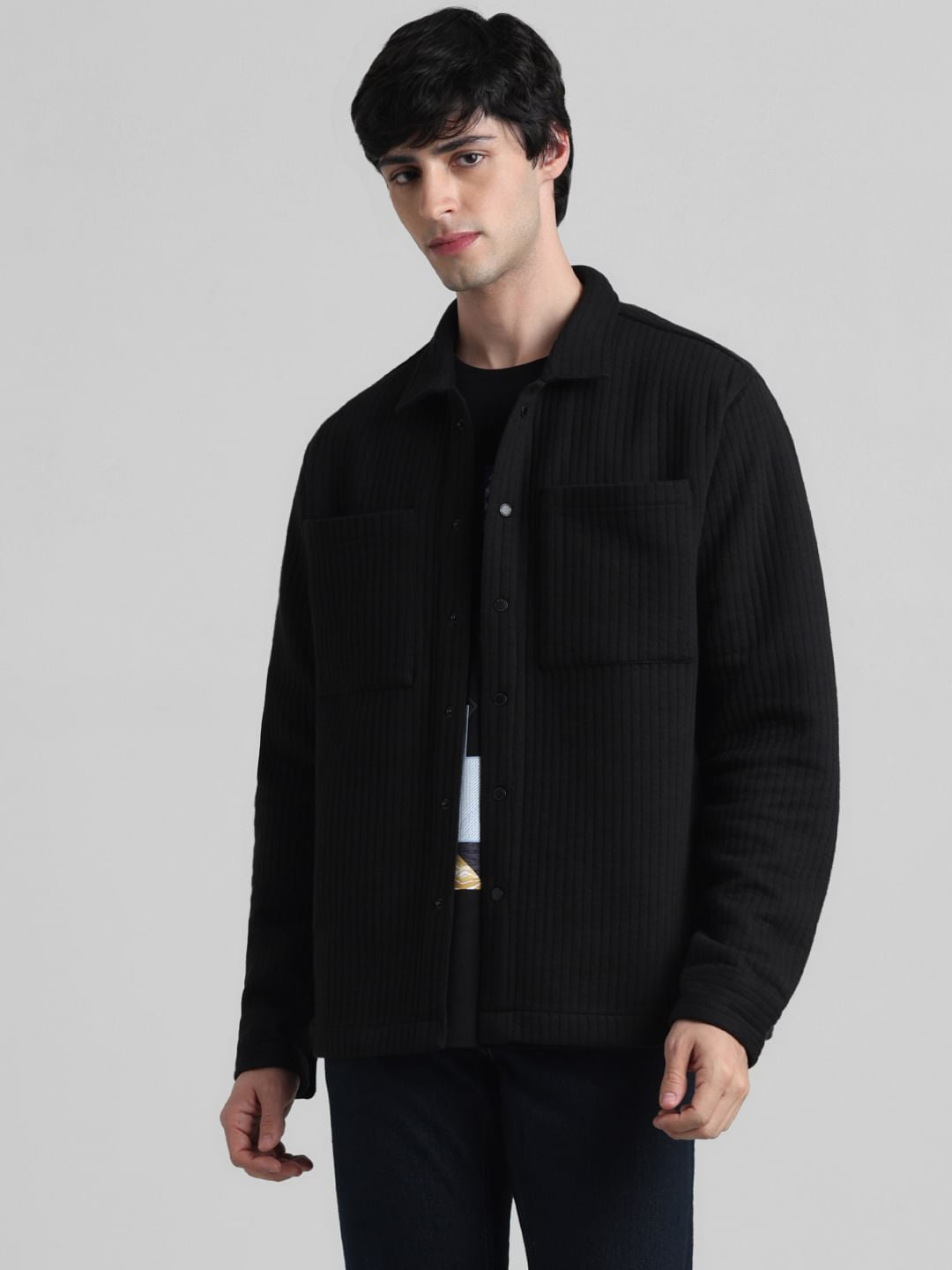 Black Oversized Knitted Shirt