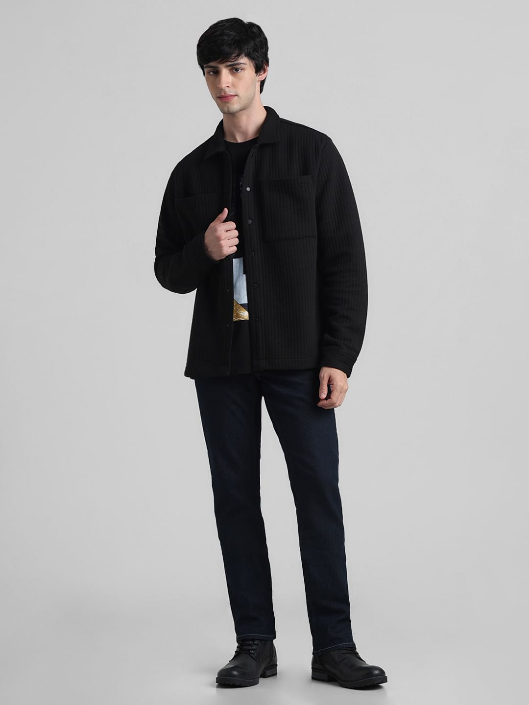 Black Oversized Knitted Shirt