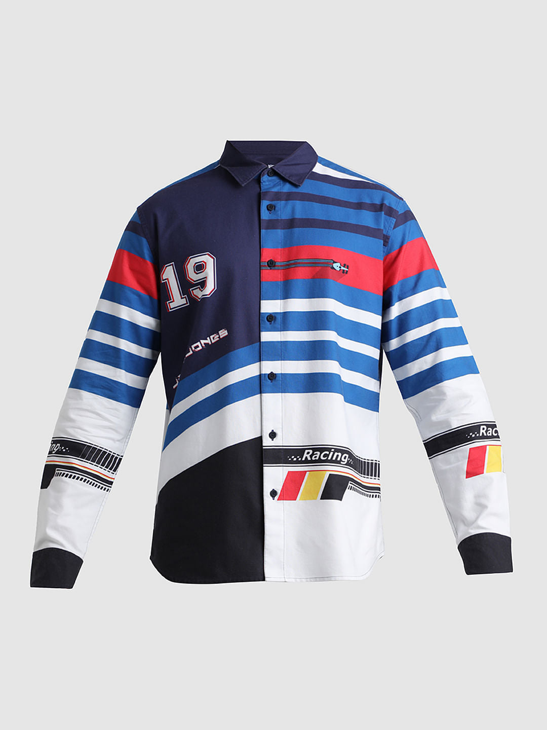 Blue Racer Stripes Full Sleeves Shirt