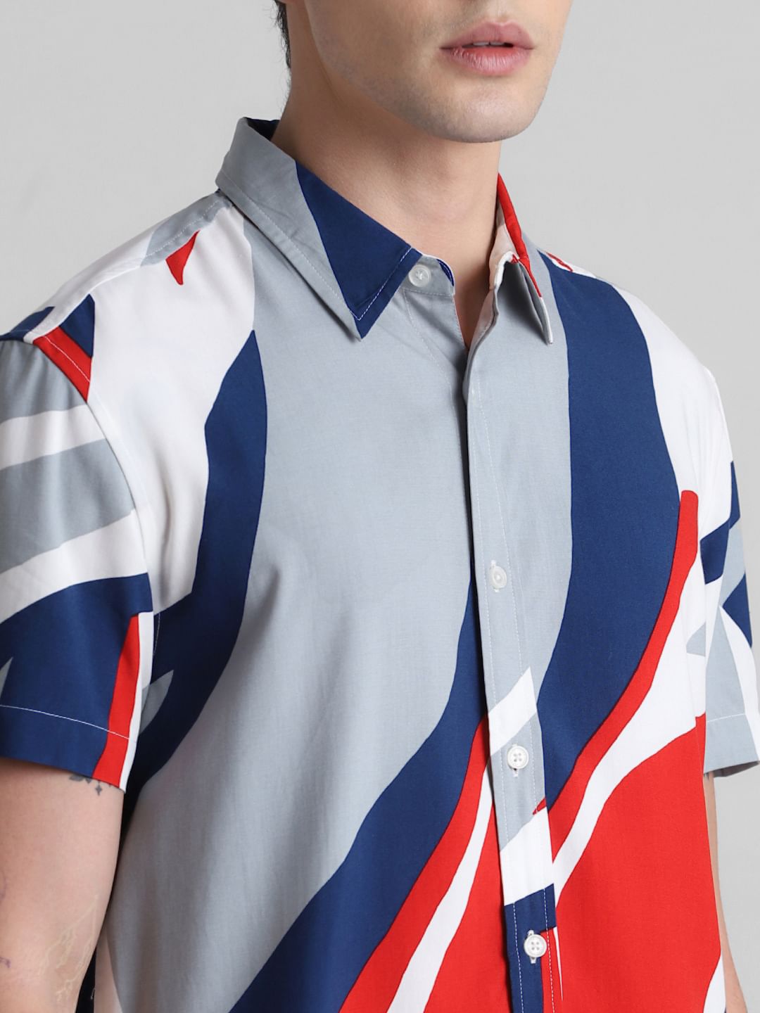 URBAN RACERS by JACK&JONES GREY COLOURBLOCKED SHIRT
