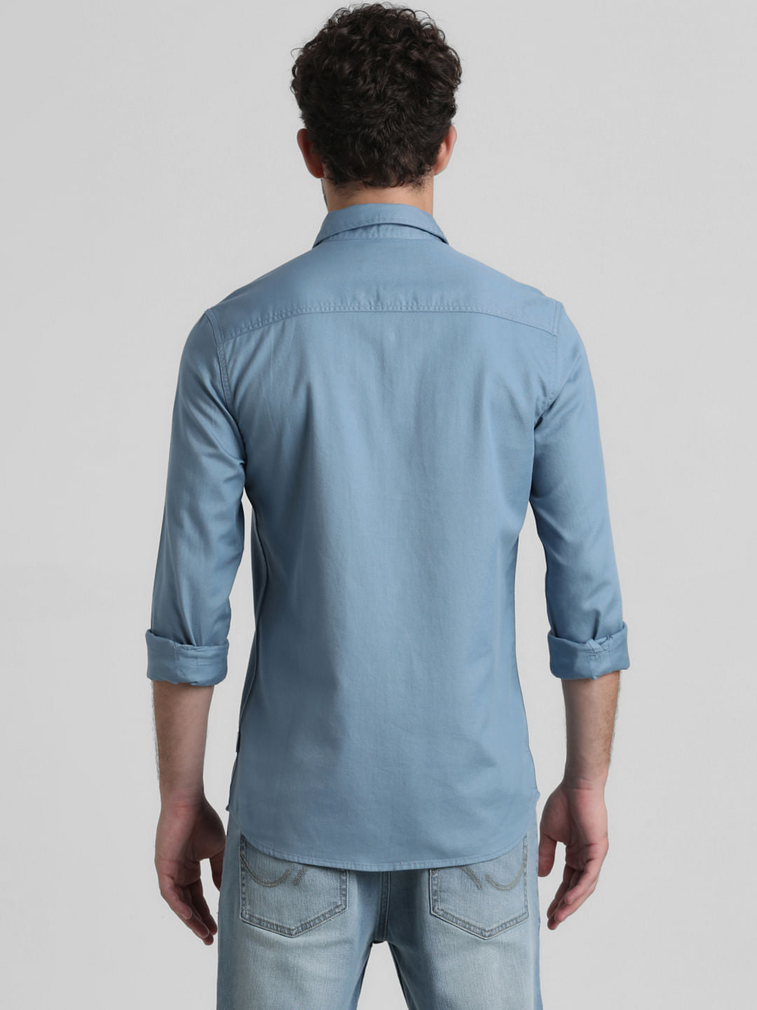Blue Patch Pocket Slim Fit Shirt