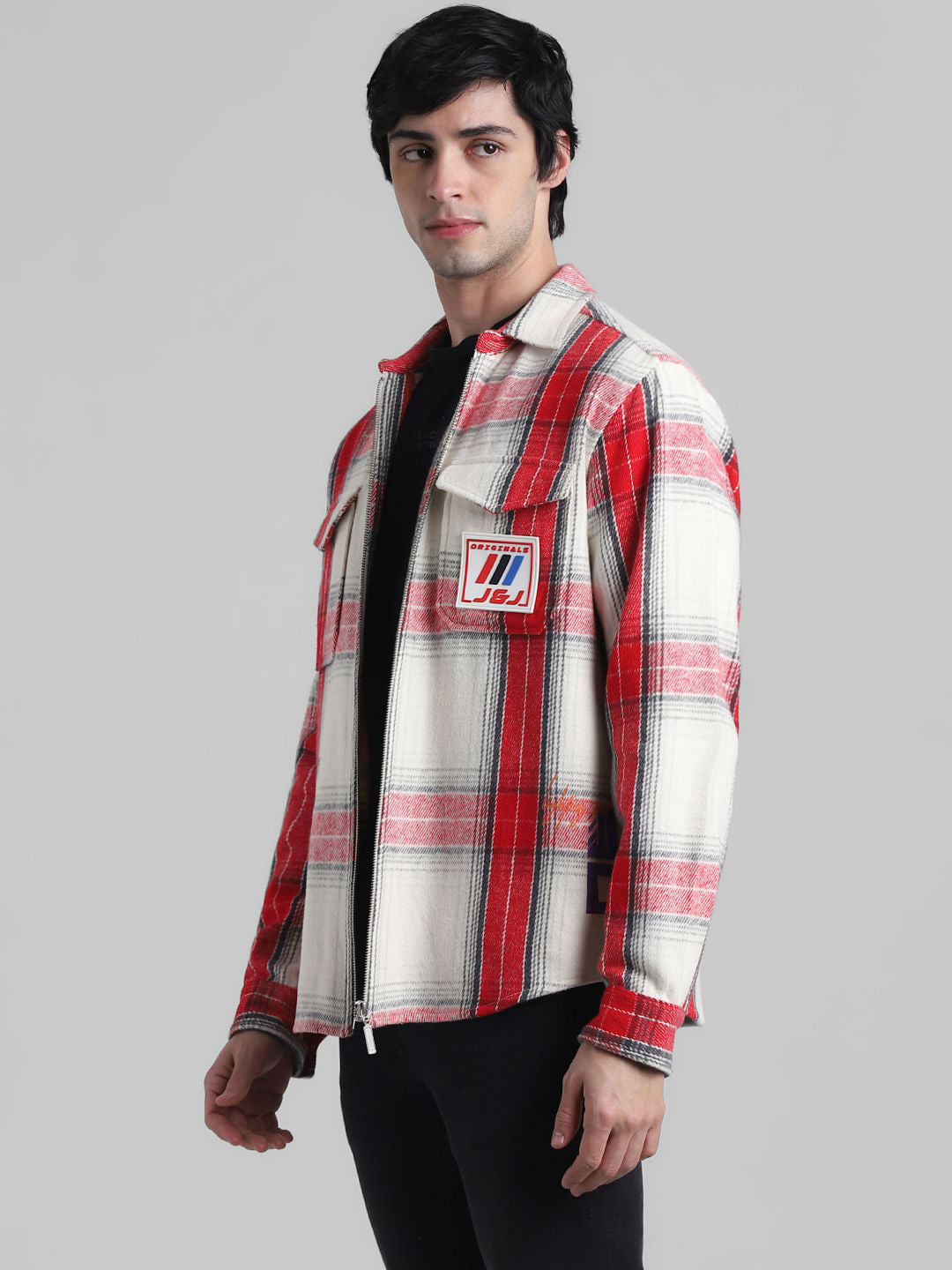 URBAN RACERS by Jack&Jones Red Check Zip-Up OVERSIZED Shirt