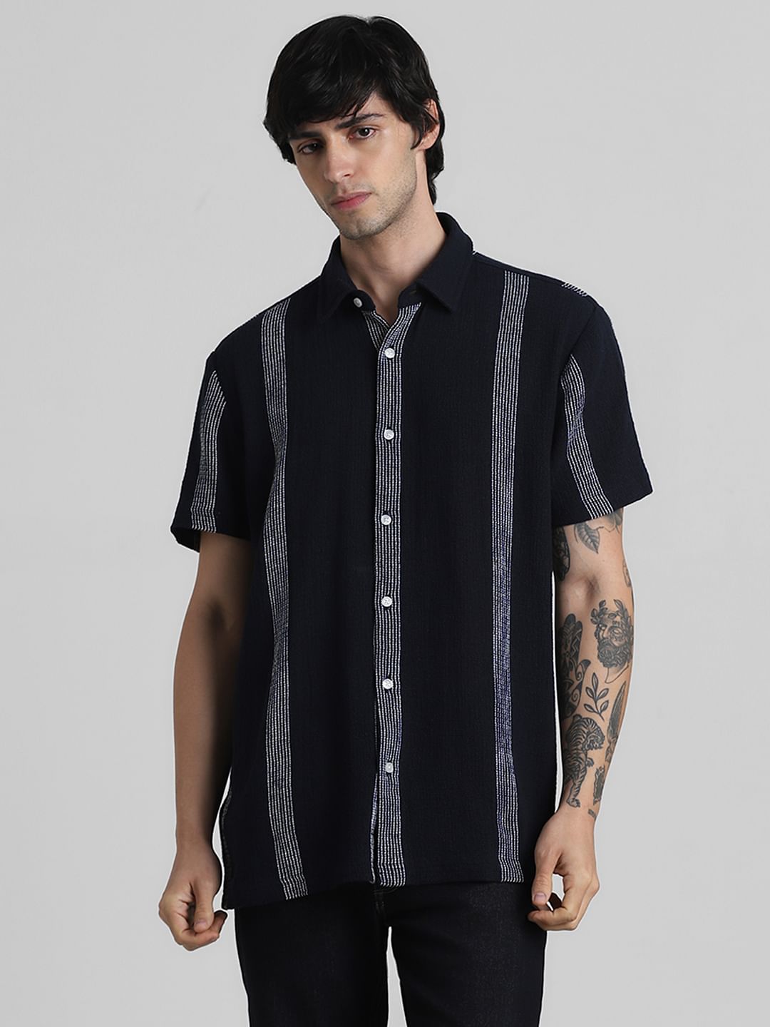 Blue Wolsey Striped Short Sleeves Shirt
