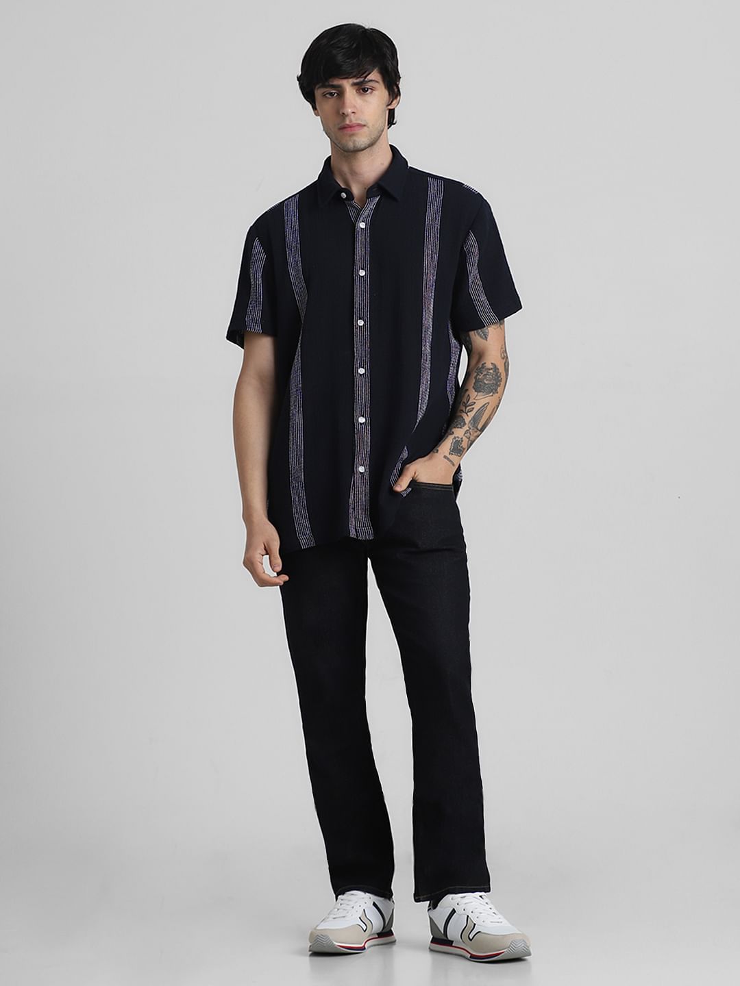 Blue Wolsey Striped Short Sleeves Shirt