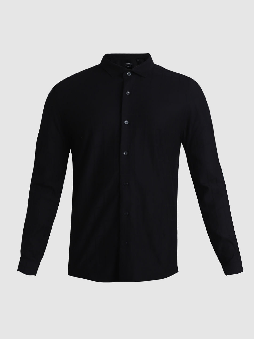 Black Knit Dobby Full Sleeves Shirt