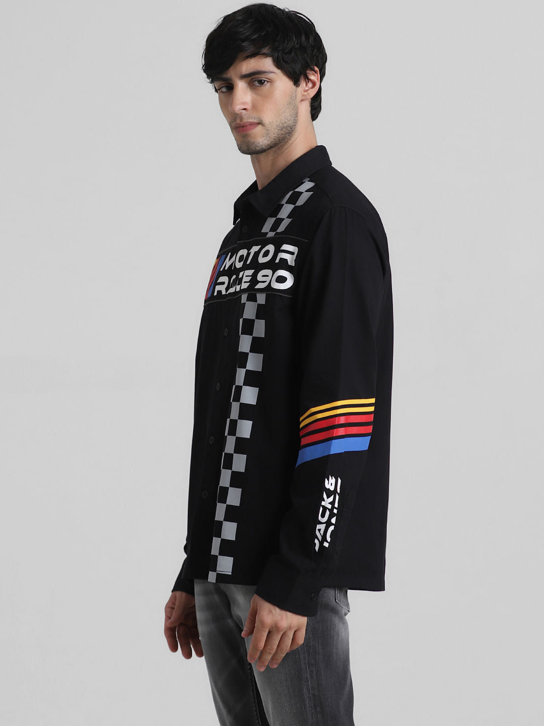 URBAN RACERS by Jack&Jones Black Motor Racer Oversized Shirt