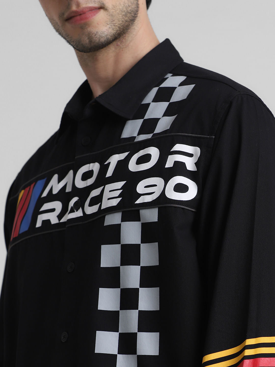 URBAN RACERS by Jack&Jones Black Motor Racer Oversized Shirt
