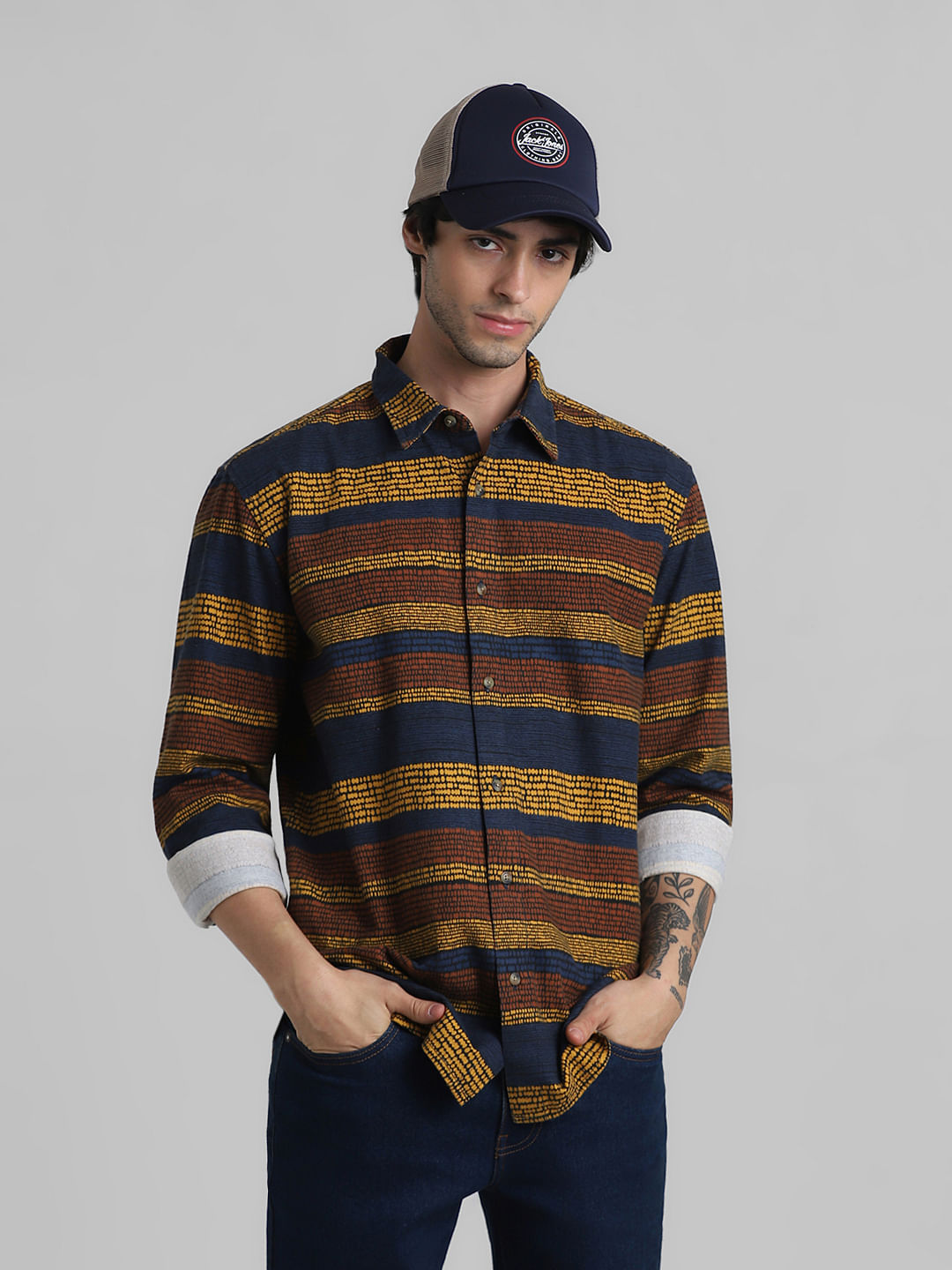 Blue Printed Full Sleeves Shirt