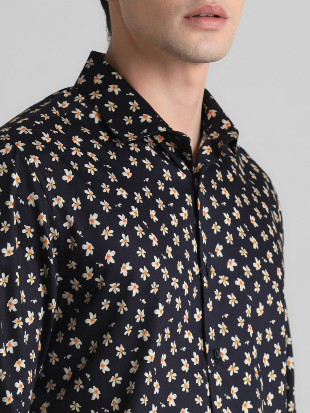Black Floral Full Sleeves Shirt