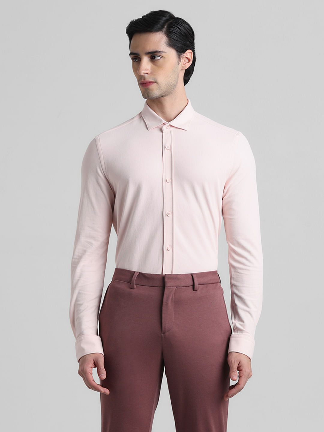 Pink Knitted Full Sleeves Shirt