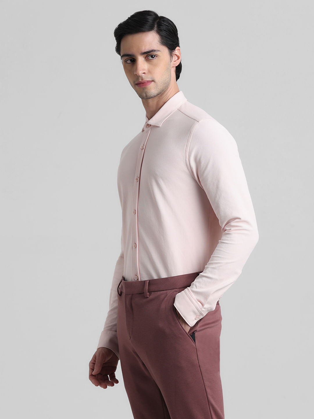 Pink Knitted Full Sleeves Shirt