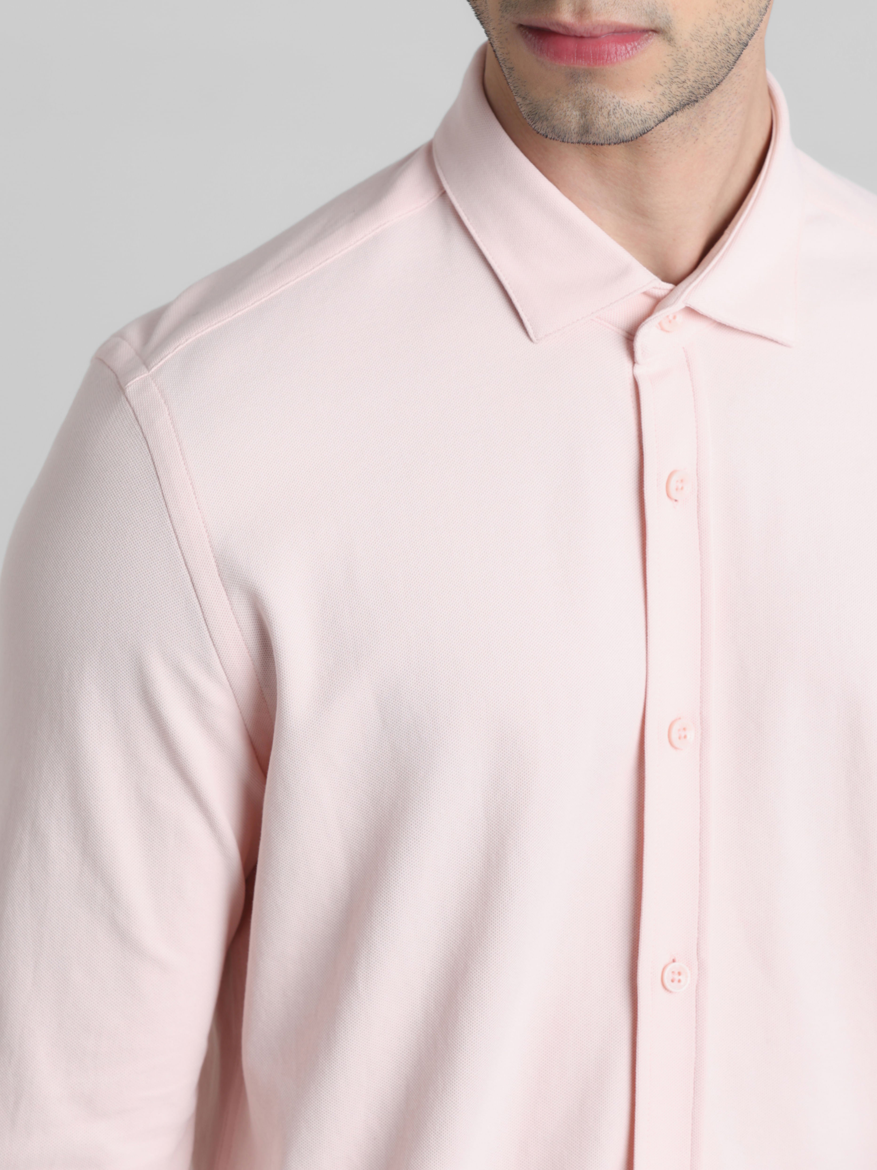 Pink Knitted Full Sleeves Shirt