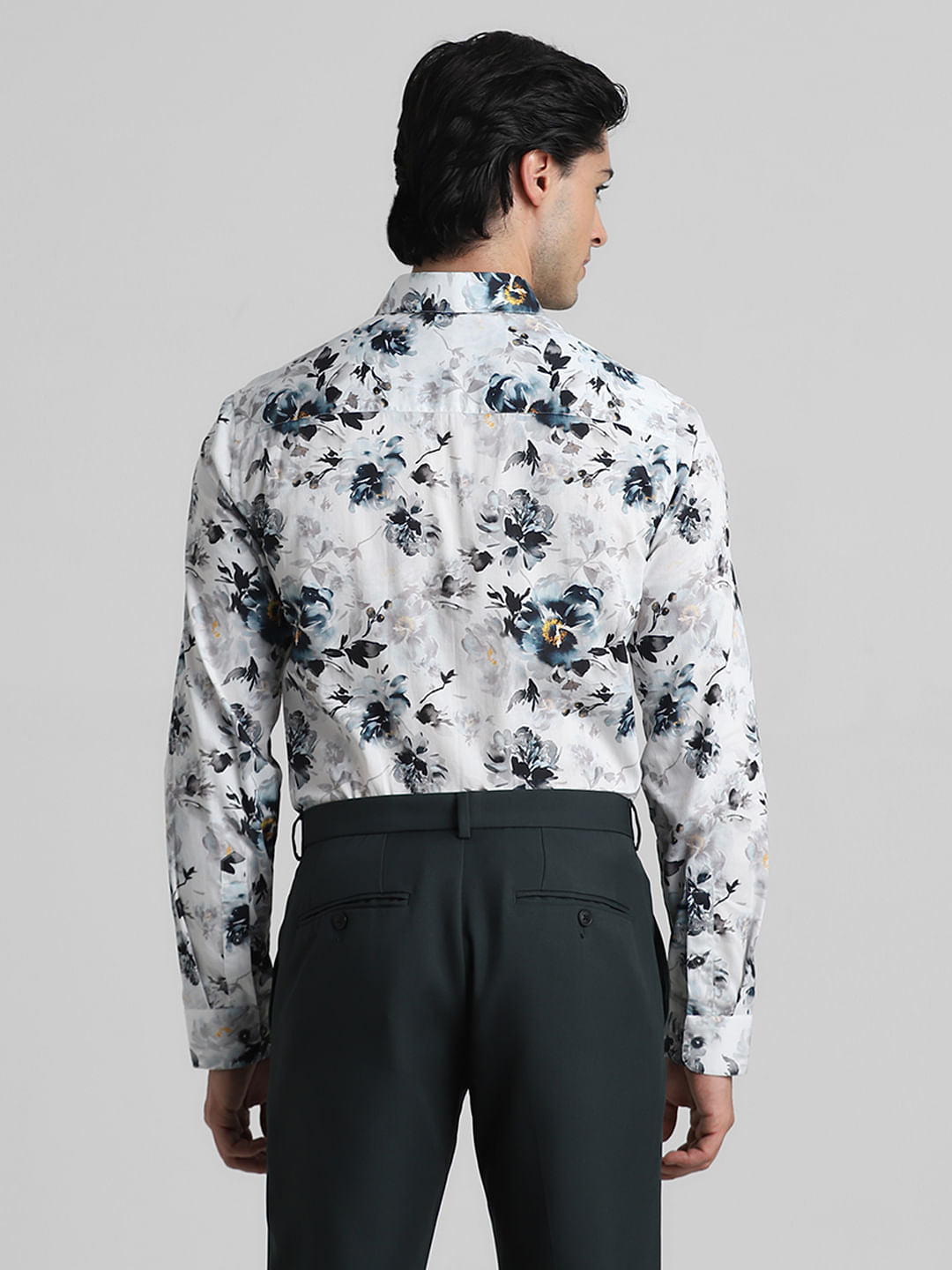 White Floral Full Sleeves Shirt