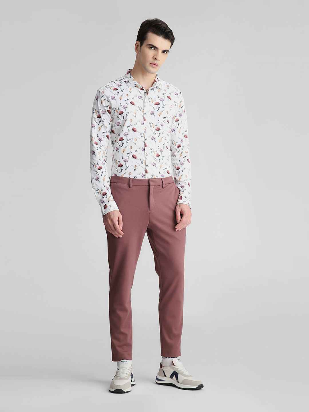 White Floral Full Sleeves Shirt